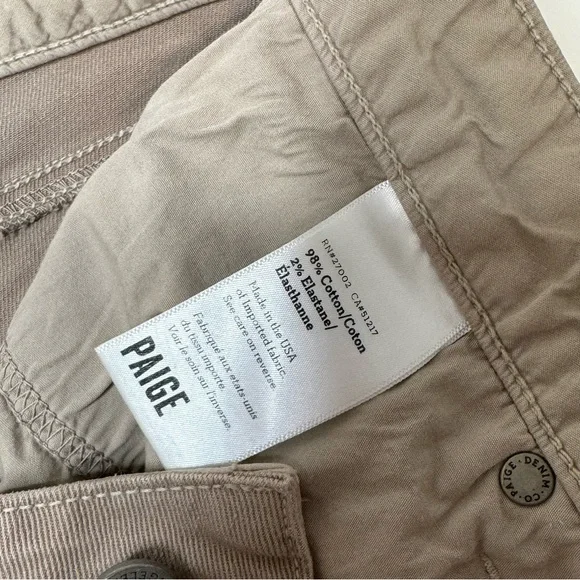 PAIGE Raw Hem Frayed Mid Rise Cutoff Shorts in Armadillo Tan Khaki Size 29 - Picture 5 of 9